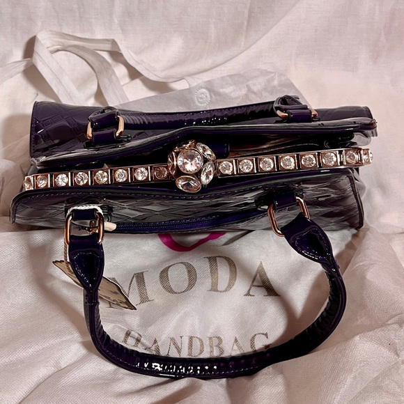 Moda Patent Faux Leather Purse-like Handbag - Deep Purple LDFK2712 - Picture 3 of 15